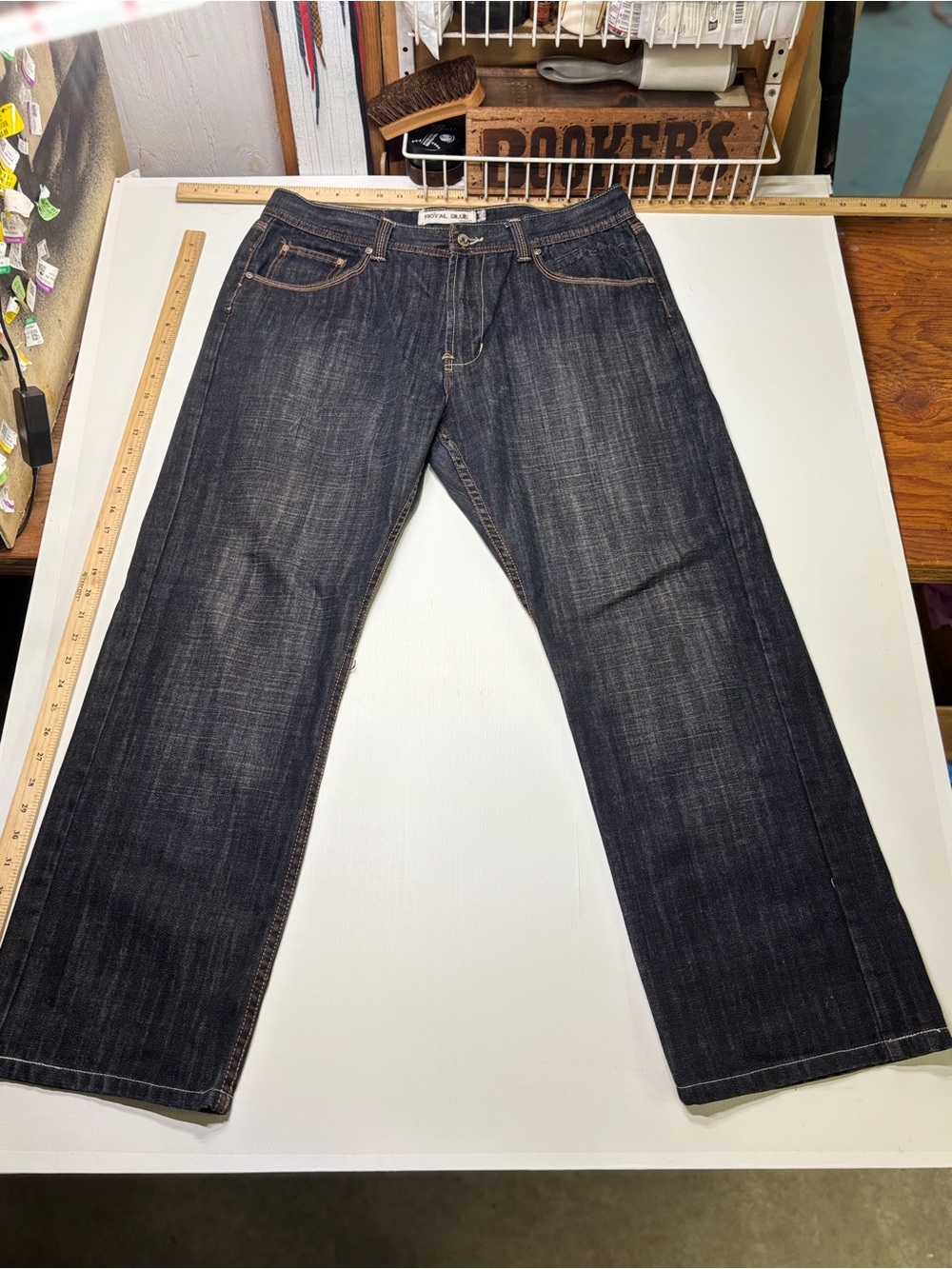Royal Blue Jeans Men’s 36x32 Dark Wash Straight Leg 100% Cotton Vintage